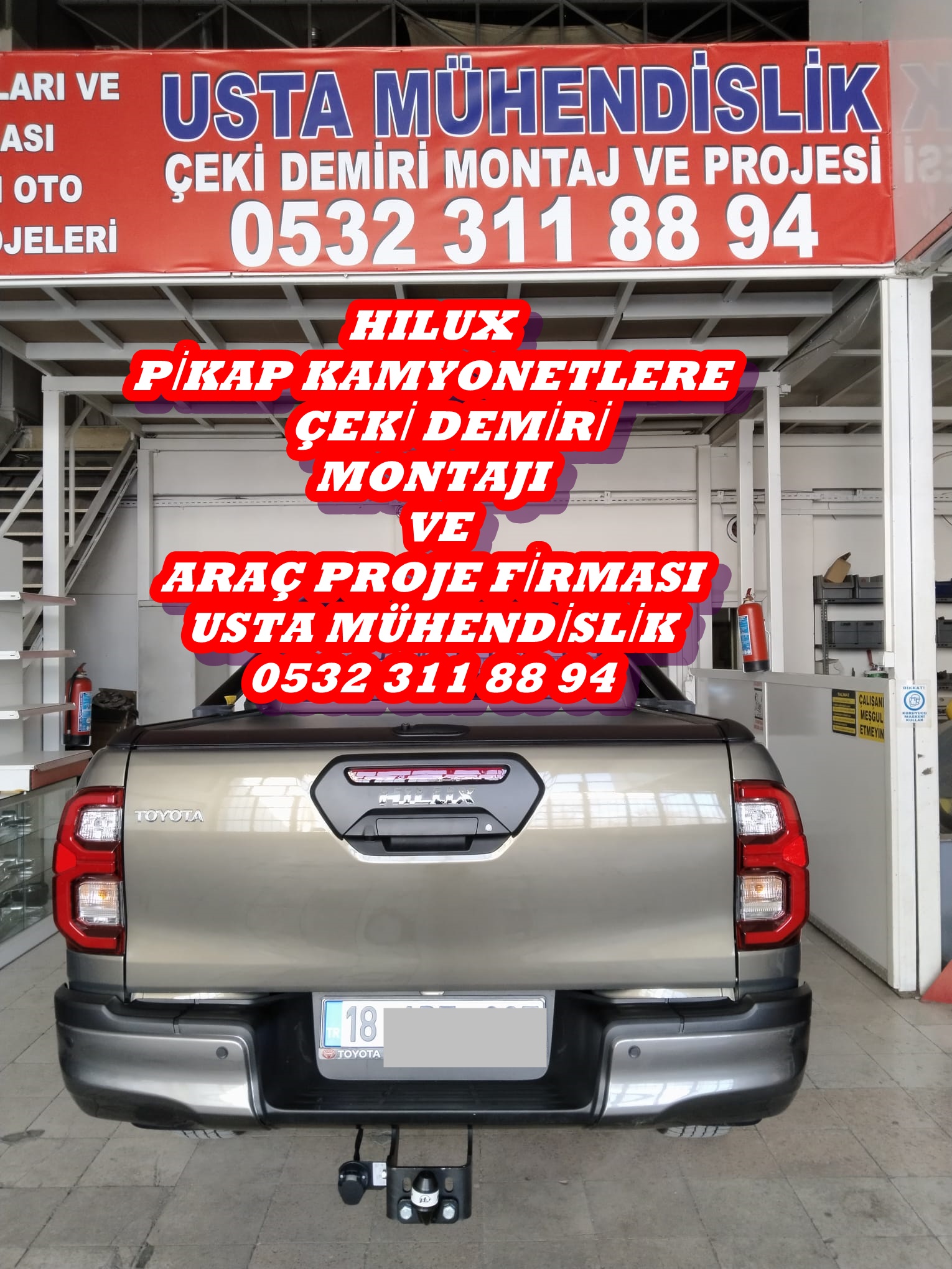toyota hılux pıck up kamyonet çeki demiri takma montajı ve araç proje ...